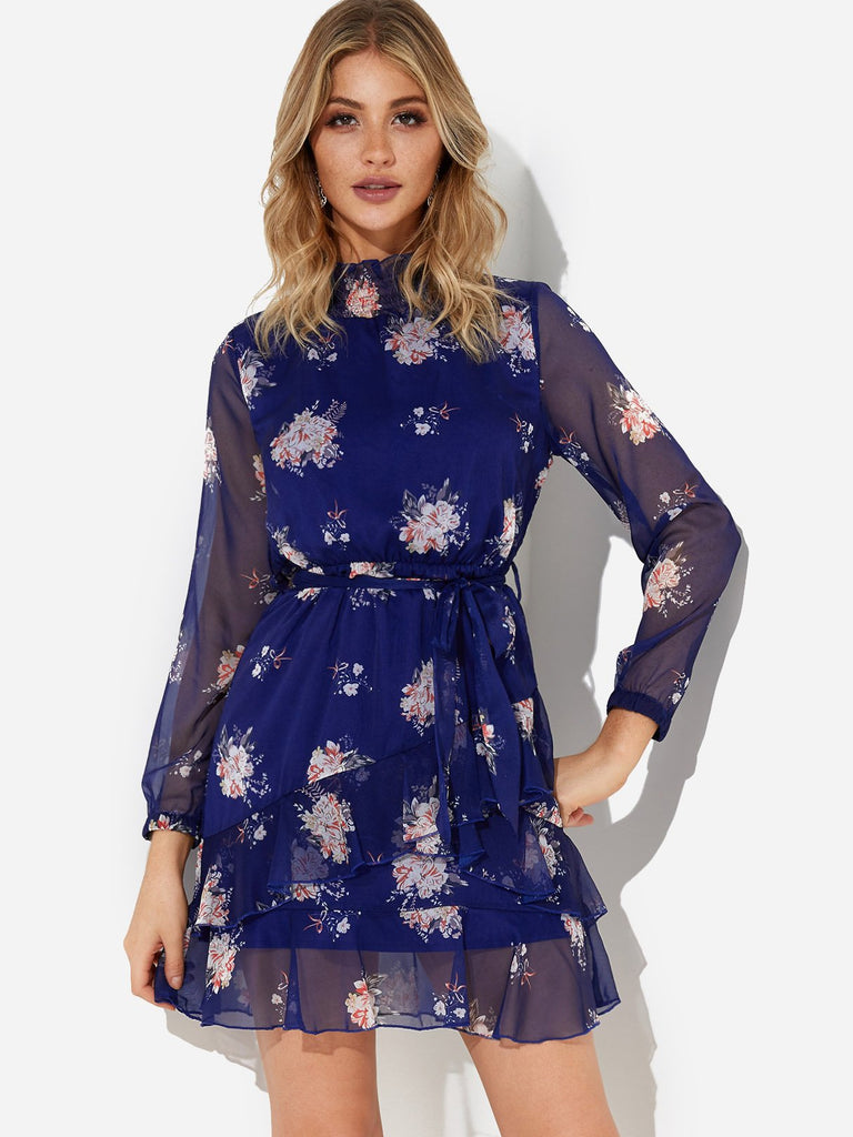 Ladies Navy Floral Dresses