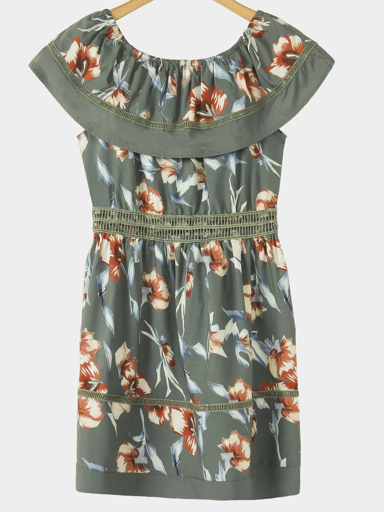 Womens Army Green Floral Dresses