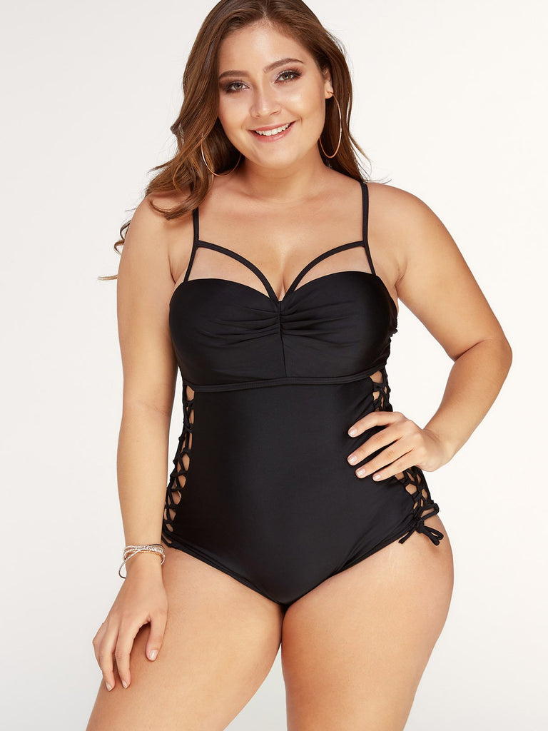 Ladies Black Plus Size Swimwear