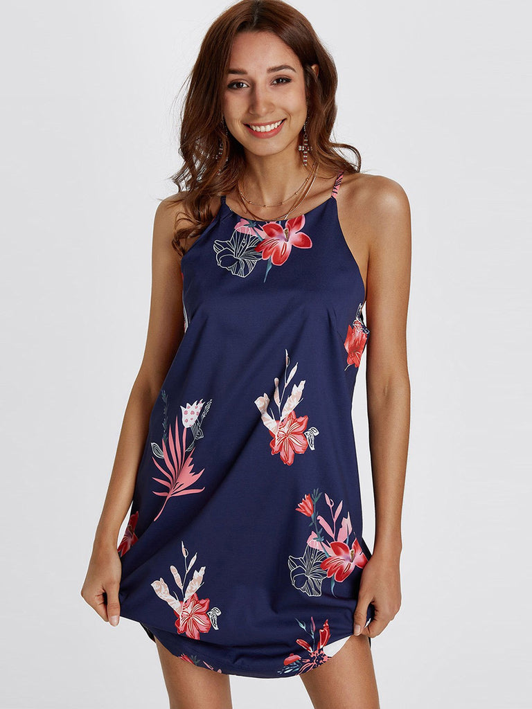 Ladies Navy Floral Dresses