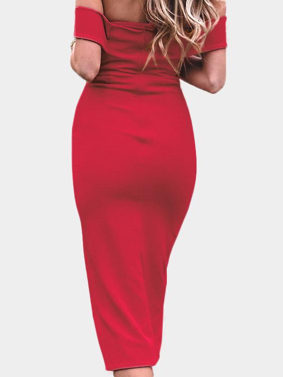 Womens Red Off The Shoulder Dresses