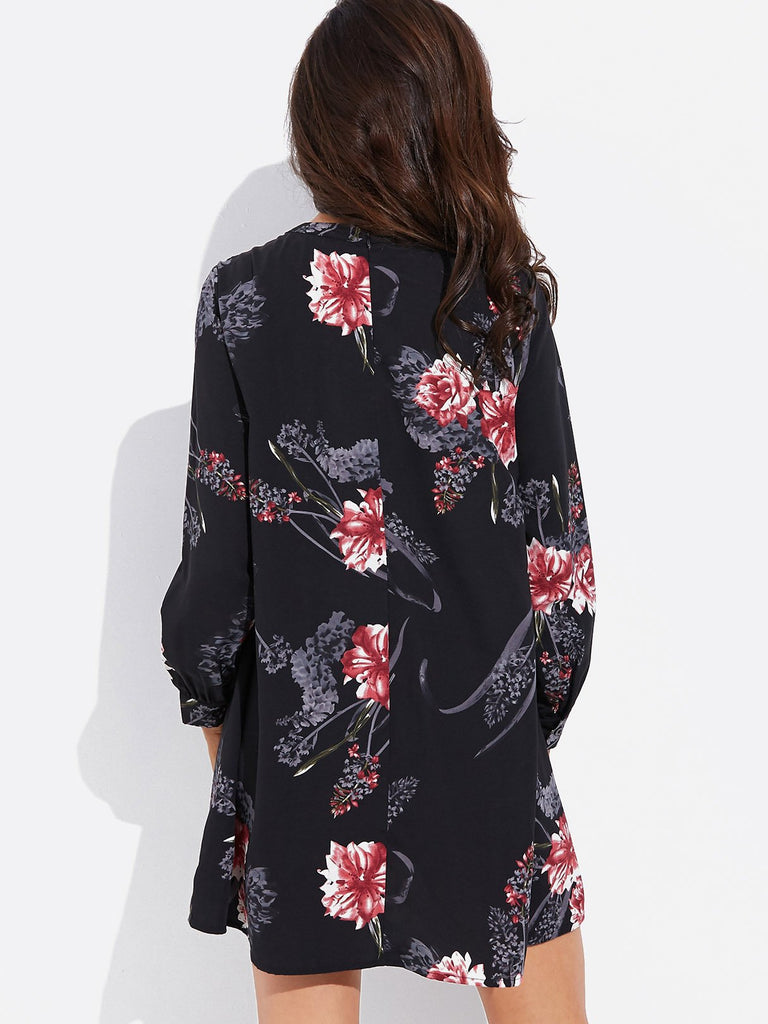 Womens Black Floral Dresses