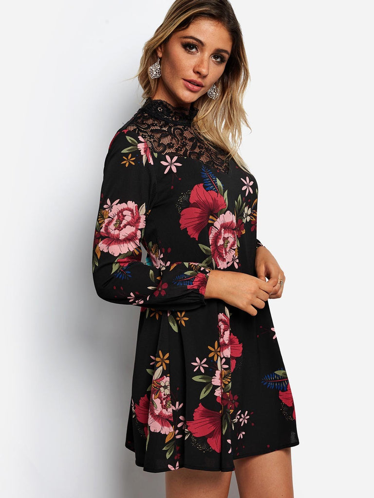 Ladies Black Floral Dresses