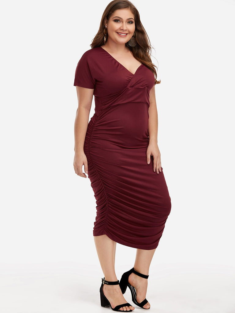 Ladies Burgundy Plus Size Dresses