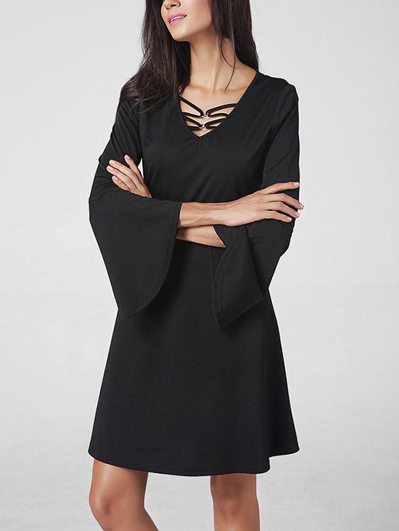 Ladies Long Sleeve Midi Dress