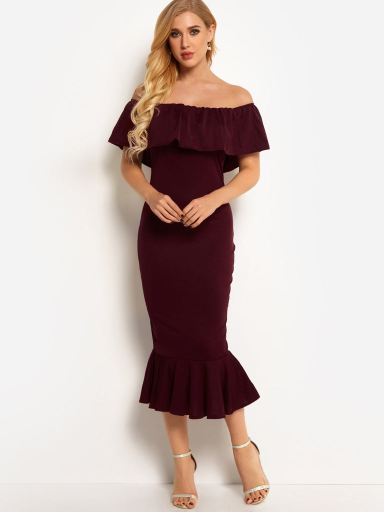 Off Shoulder Short Sleeve Dresses