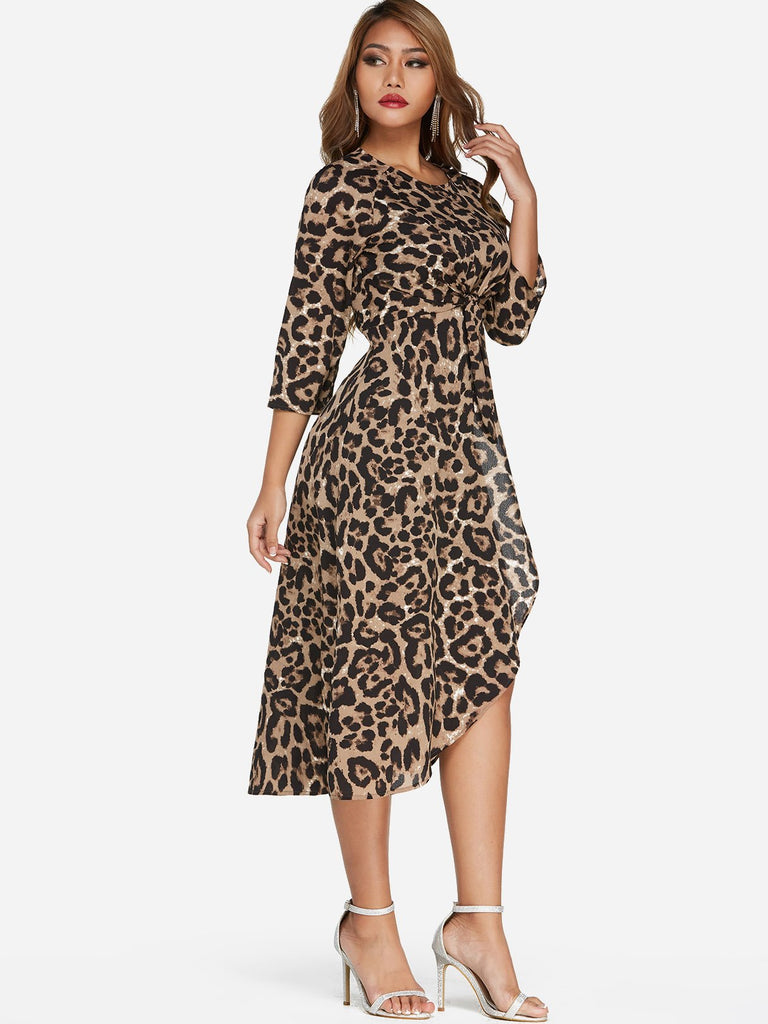 Ladies 3/4 Sleeve Midi Dress