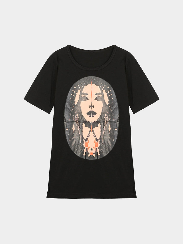 Round Neck Printed Half Sleeve Black T-Shirts