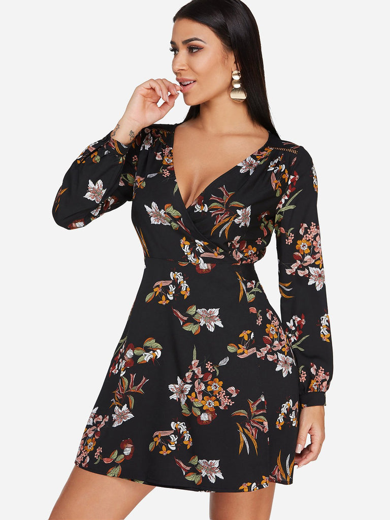 Ladies Black Floral Dresses