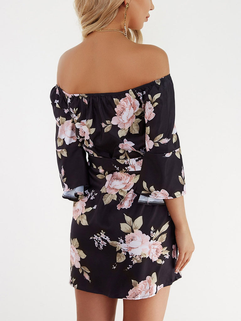 Womens Black Floral Dresses