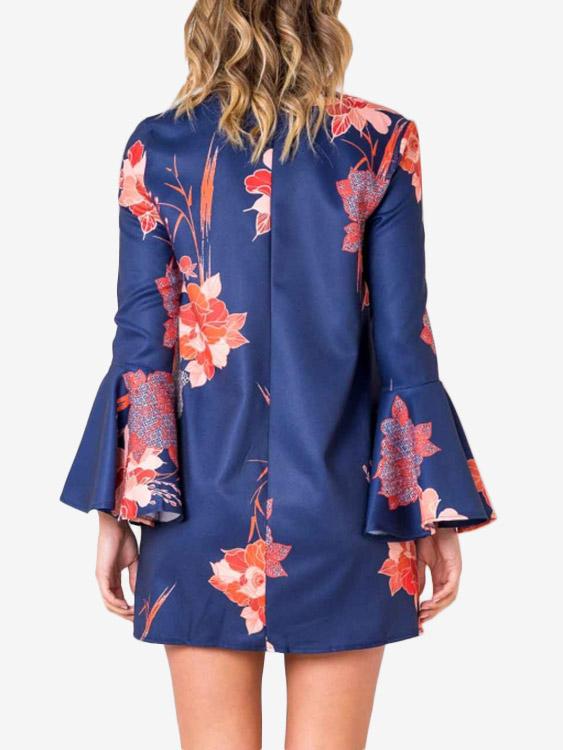 Womens Blue Floral Dresses