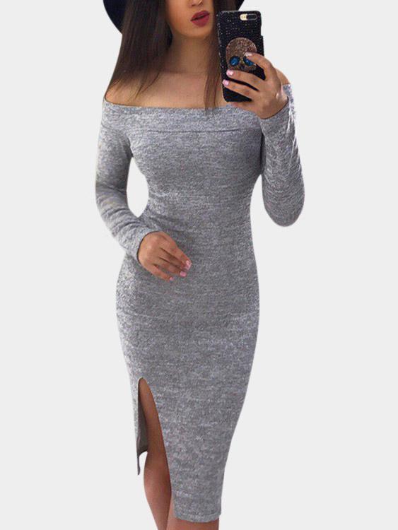 Grey Tight Sweater Dress