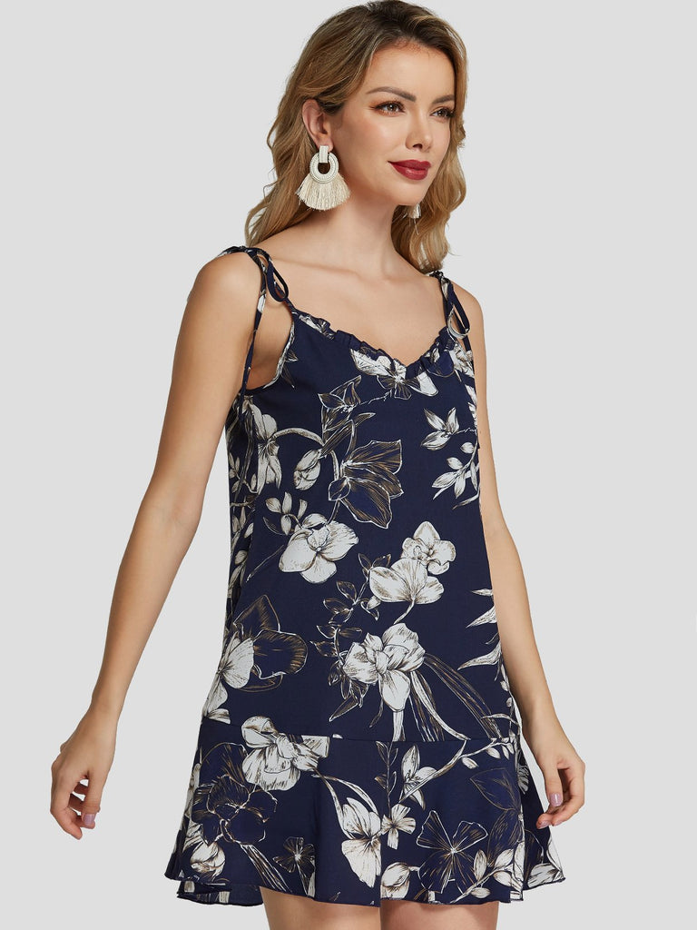 Ladies Navy Floral Dresses