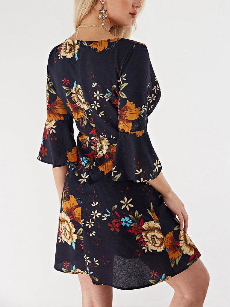 Womens Navy Floral Dresses