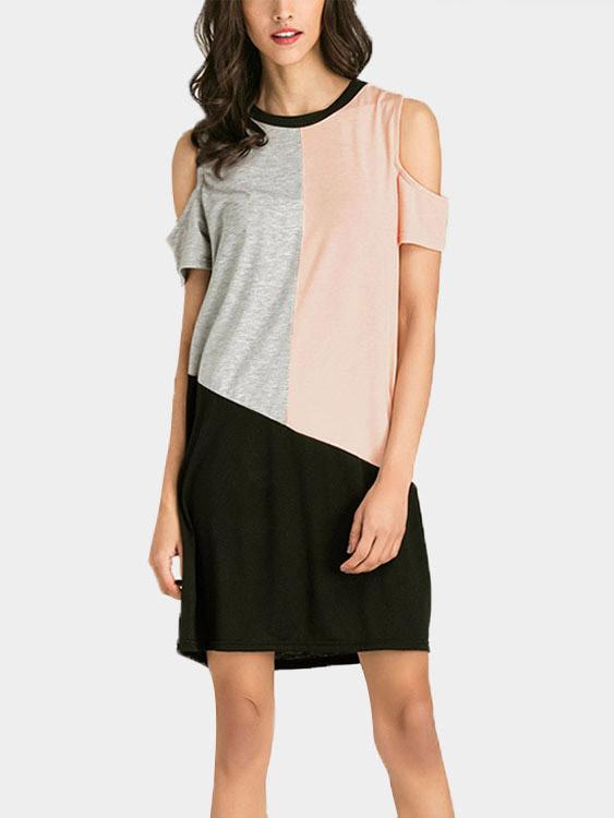 Cold Shoulder Short Sleeve Mini Dress