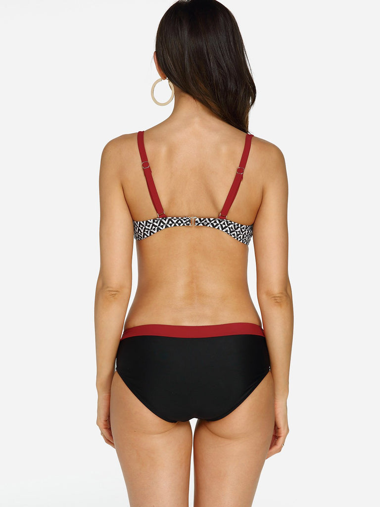 Ladies V-Neck Two Piece Bikinis