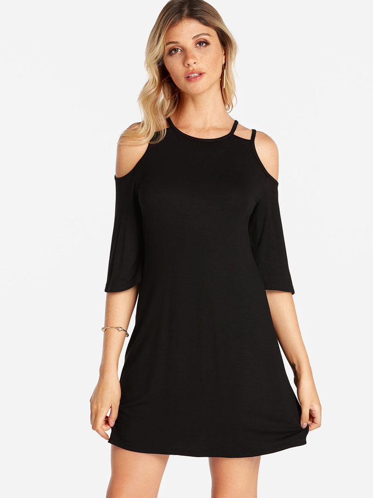 Ladies 3/4 Sleeve Mini Dresses