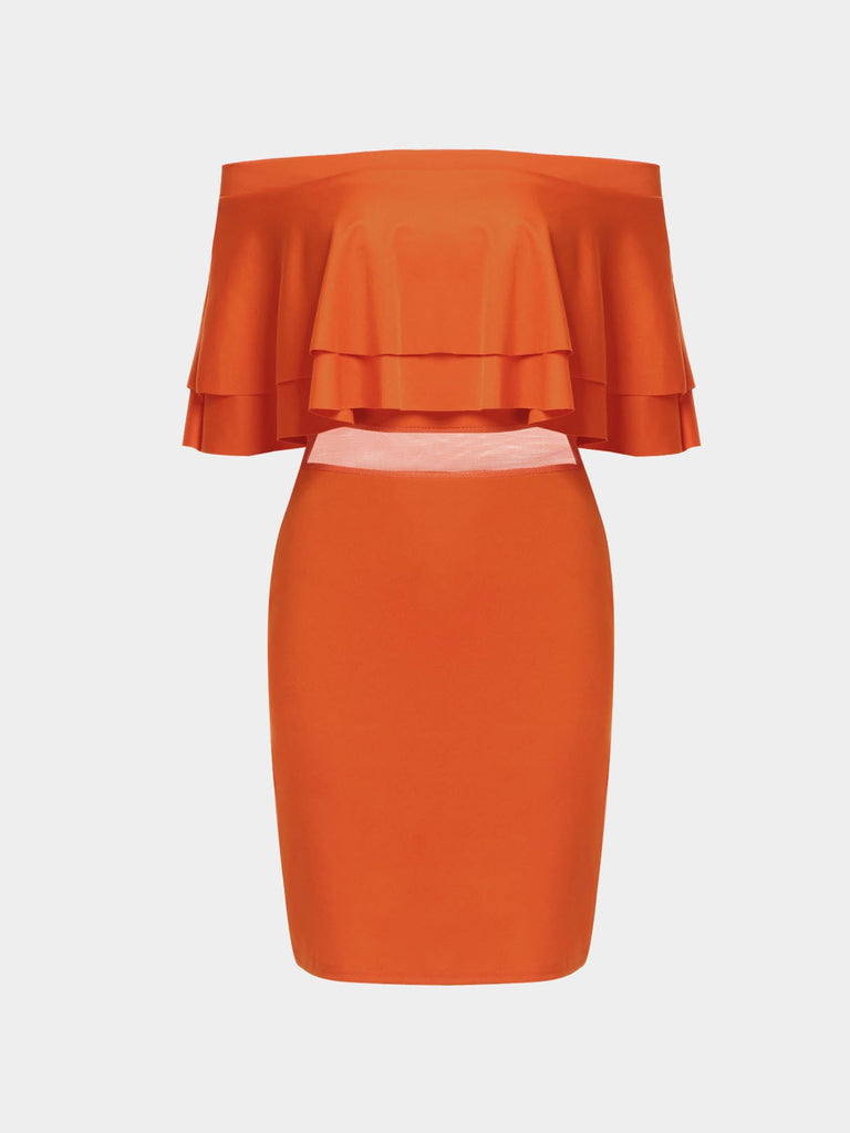 Orange Off The Shoulder Mini Dress