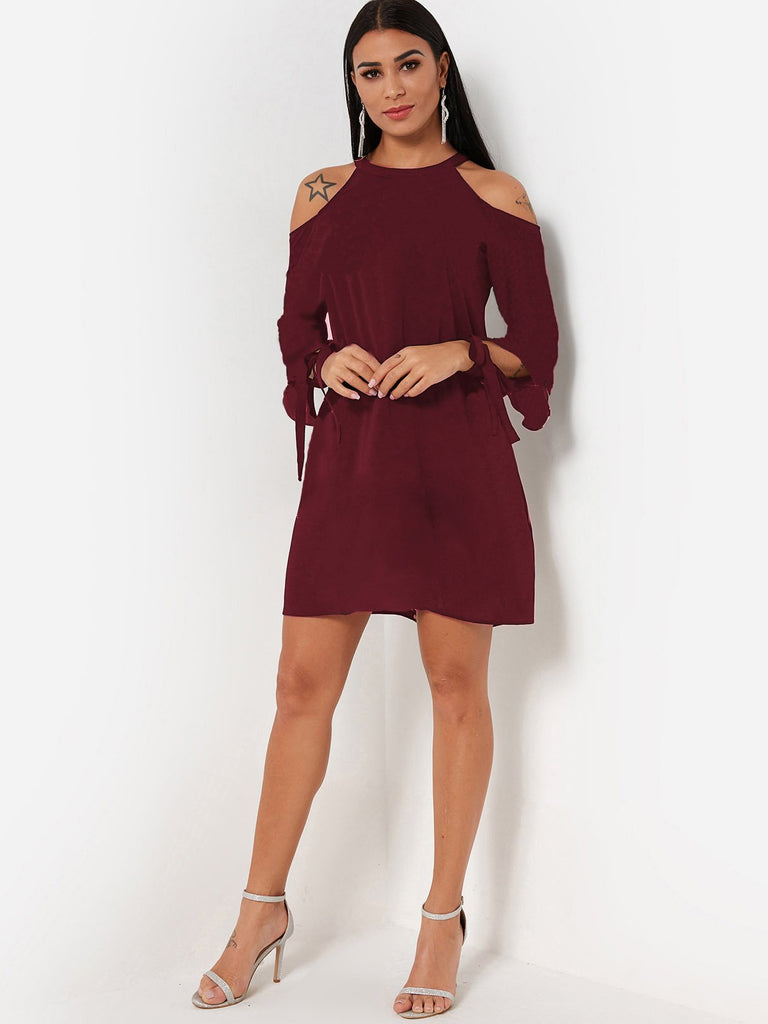 Ladies Burgundy Casual Dresses