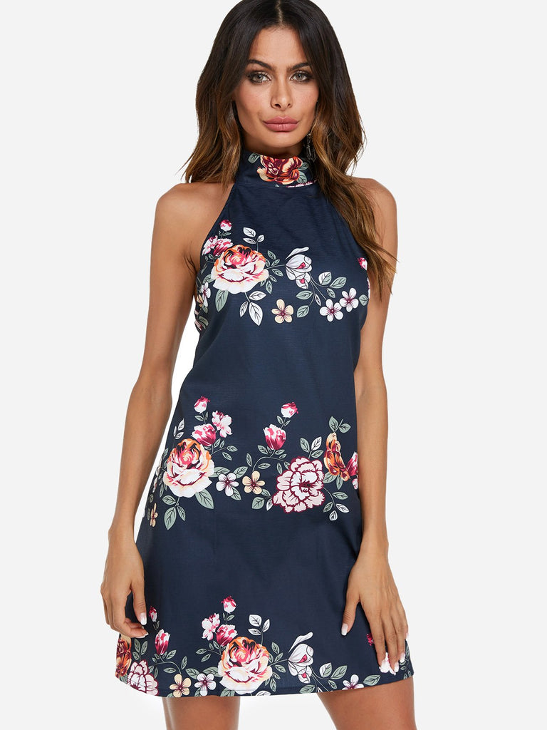 Ladies Navy Floral Dresses