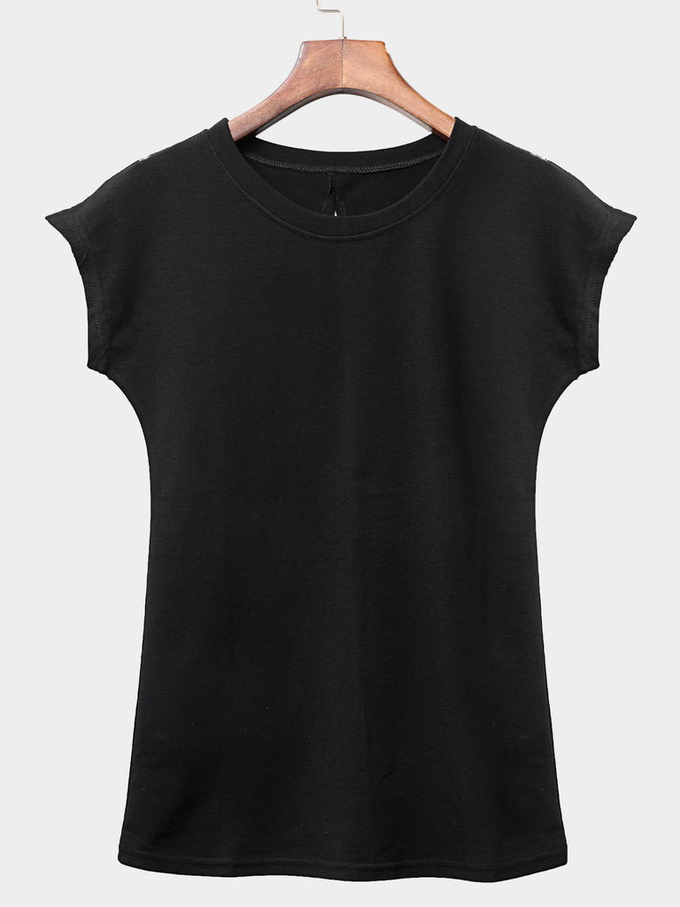 Round Neck Sleeveless Black Tee