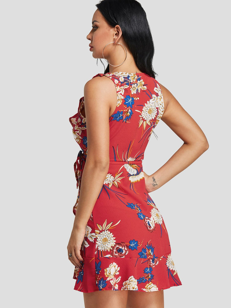 Ladies Red Floral Dresses