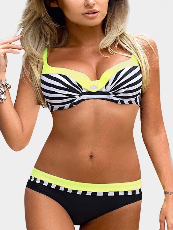 Ladies V-Neck Two Piece Bikinis
