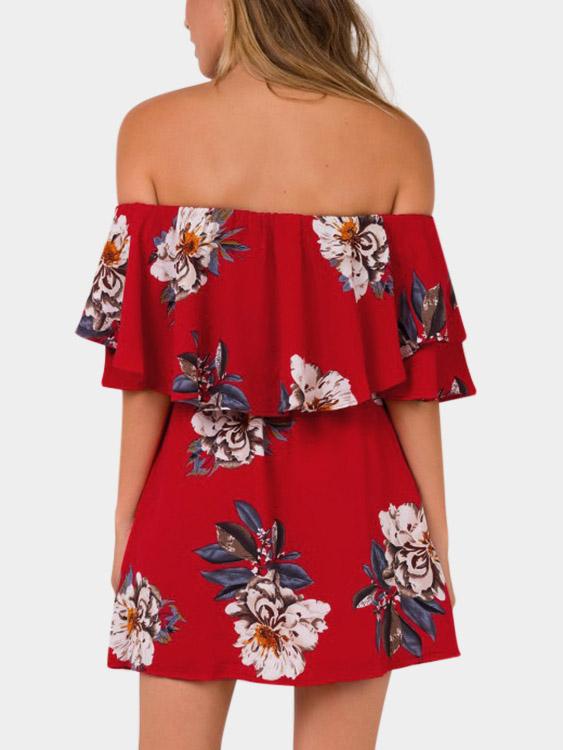 Womens Red Floral Dresses