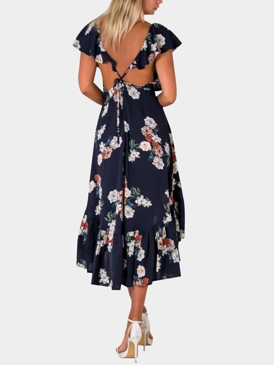 Womens Navy Floral Dresses