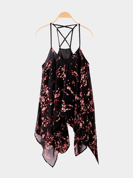 Random Calico Print Strappy Cami Top