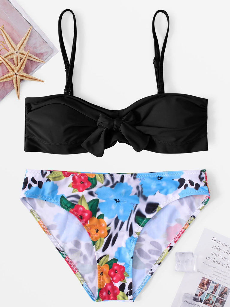 Womens Floral Print Two Piece Bikinis