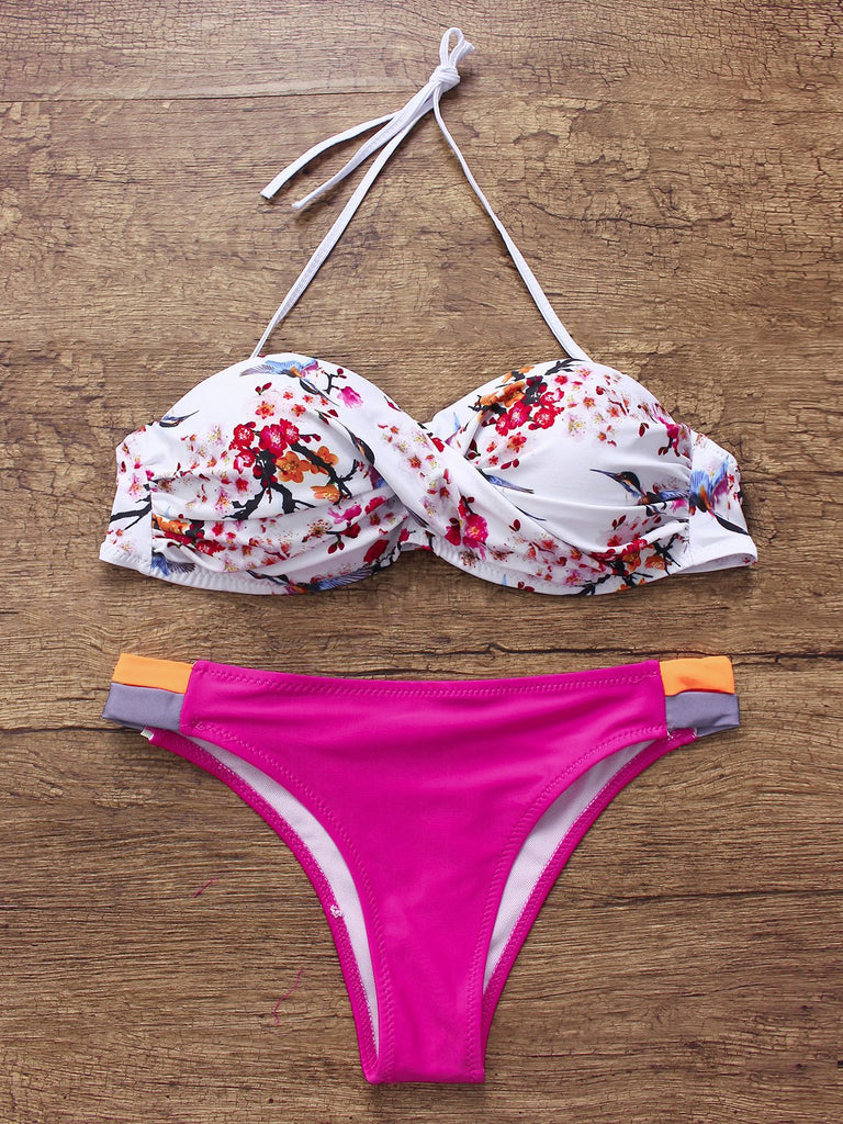 Pink And White Bikinis