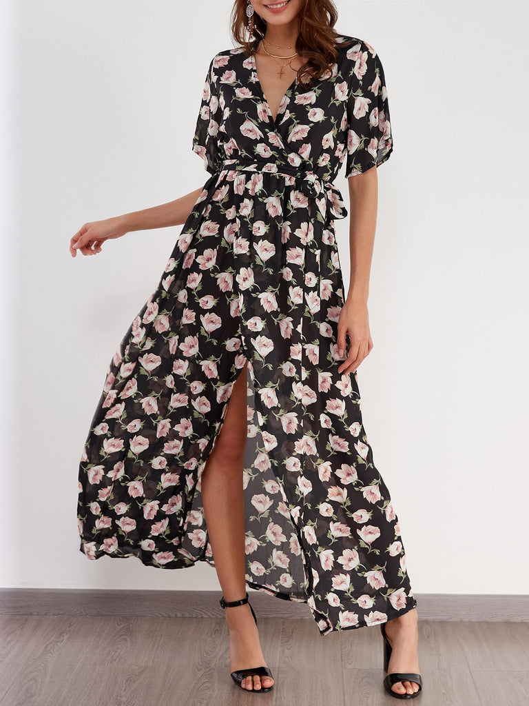 Ladies Black Floral Dresses