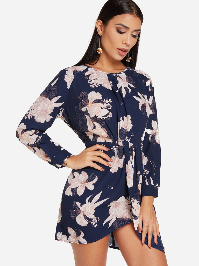 Ladies Navy Floral Dresses