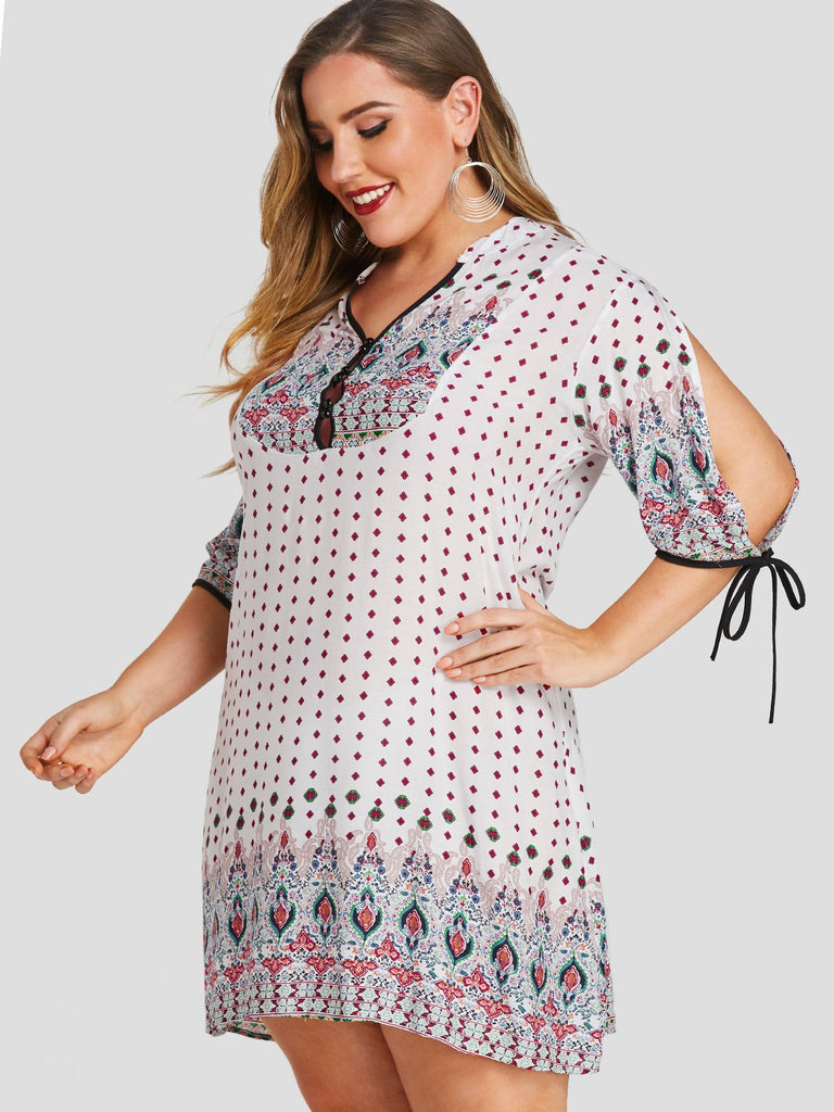 Ladies V-Neck Plus Size Dress