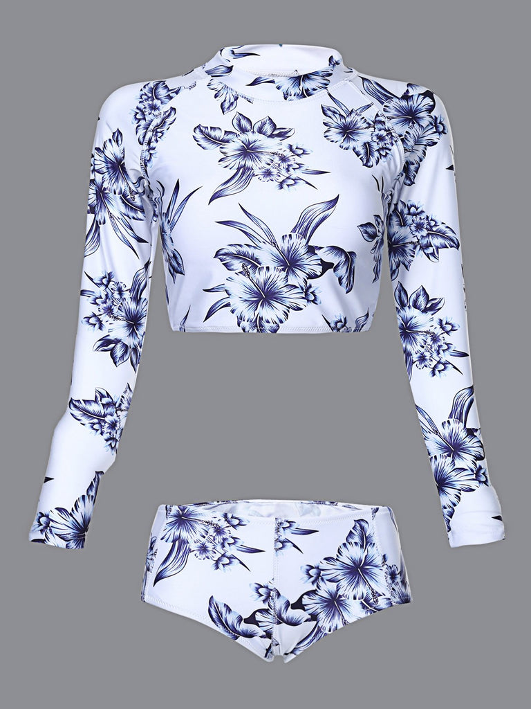 Womens Long Sleeve Bikini Set Swimwear