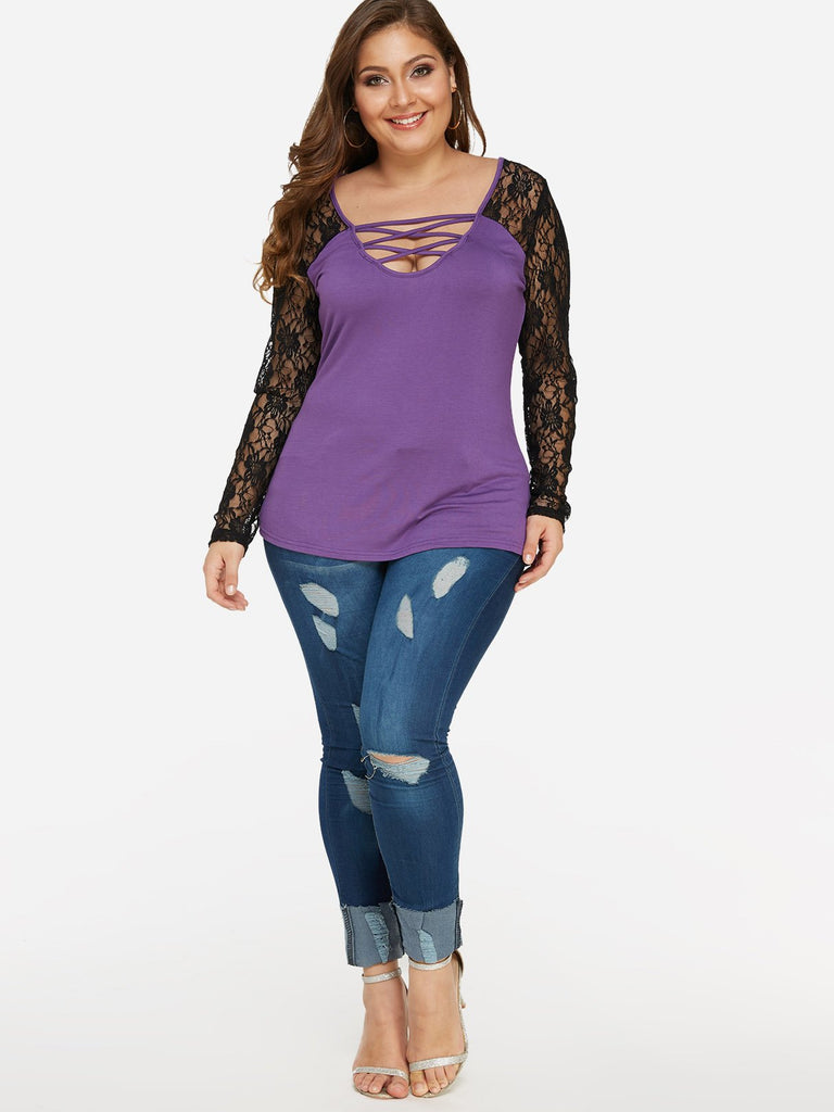Womens 3/4 Sleeve Plus Size Tops