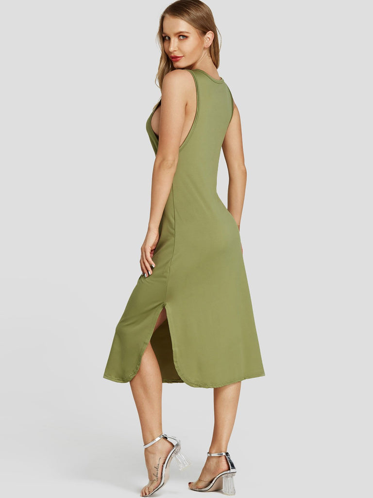 Womens Army Green Midi Dresses