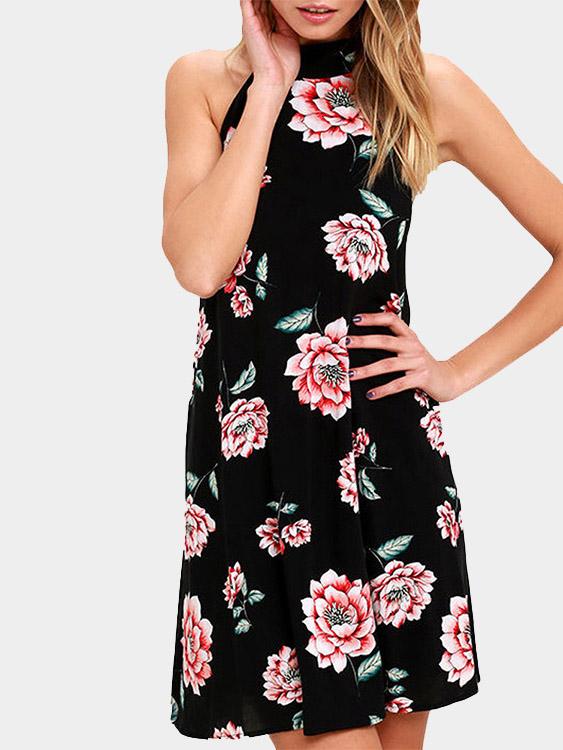 Womens Black Floral Dresses