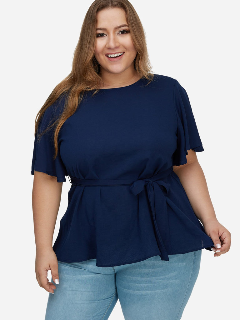 Ladies Navy Plus Size Tops