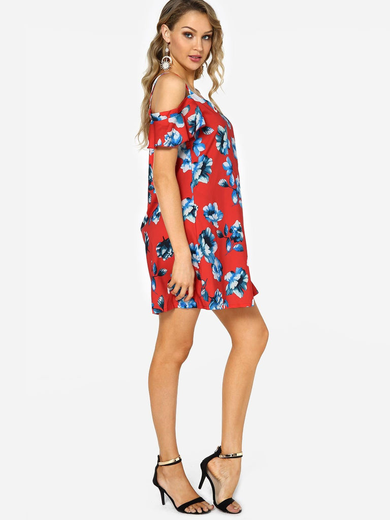 Ladies Red Floral Dresses
