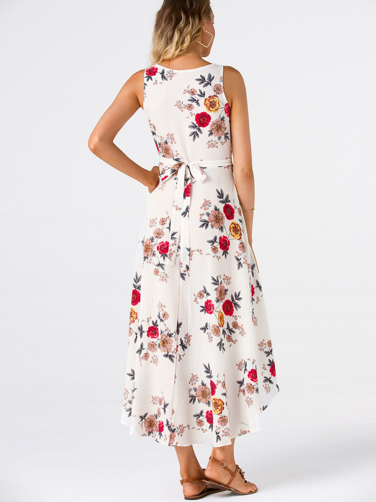 Womens White Floral Dresses