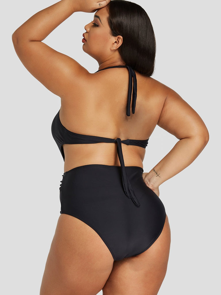 Ladies Deep V Neck Plus Size Swimwear