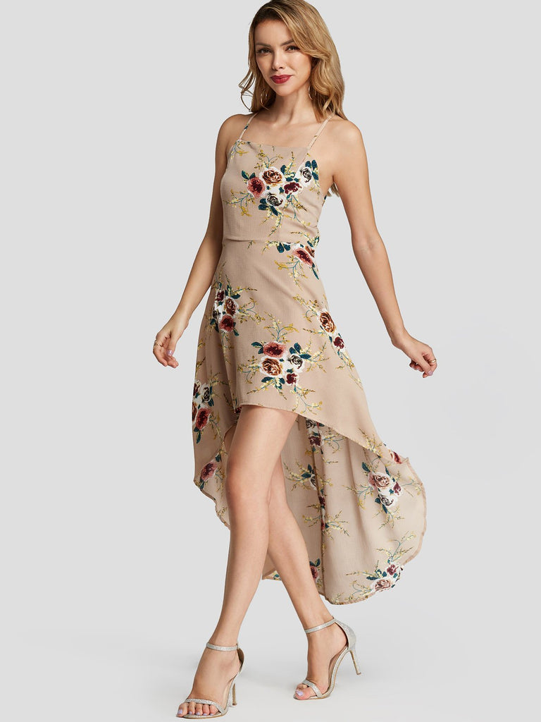 Womens Khaki Floral Dresses