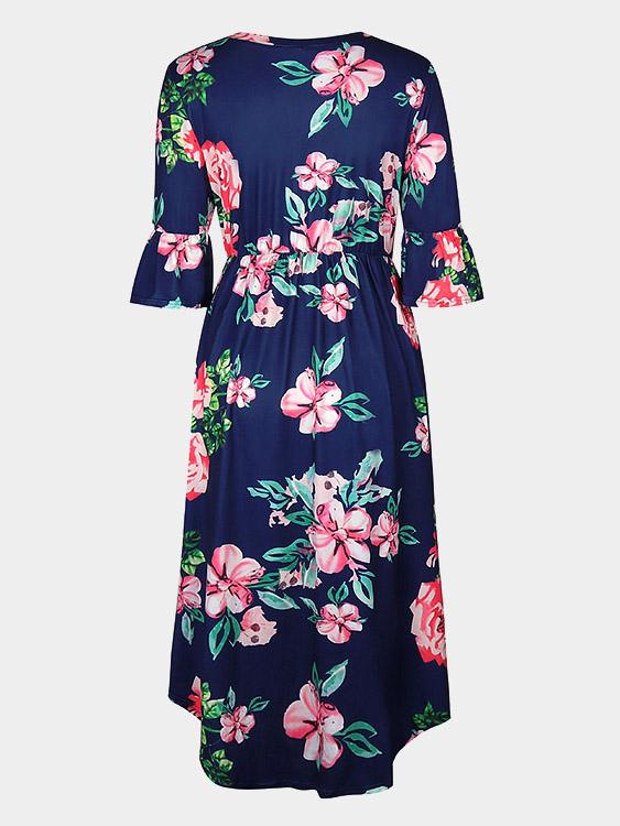 Ladies Navy Floral Dresses