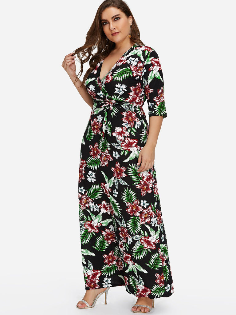 Ladies V-Neck Plus Size Dress