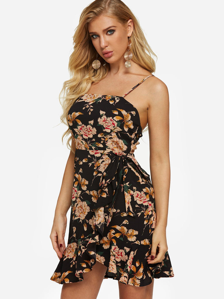 Ladies Black Floral Dresses