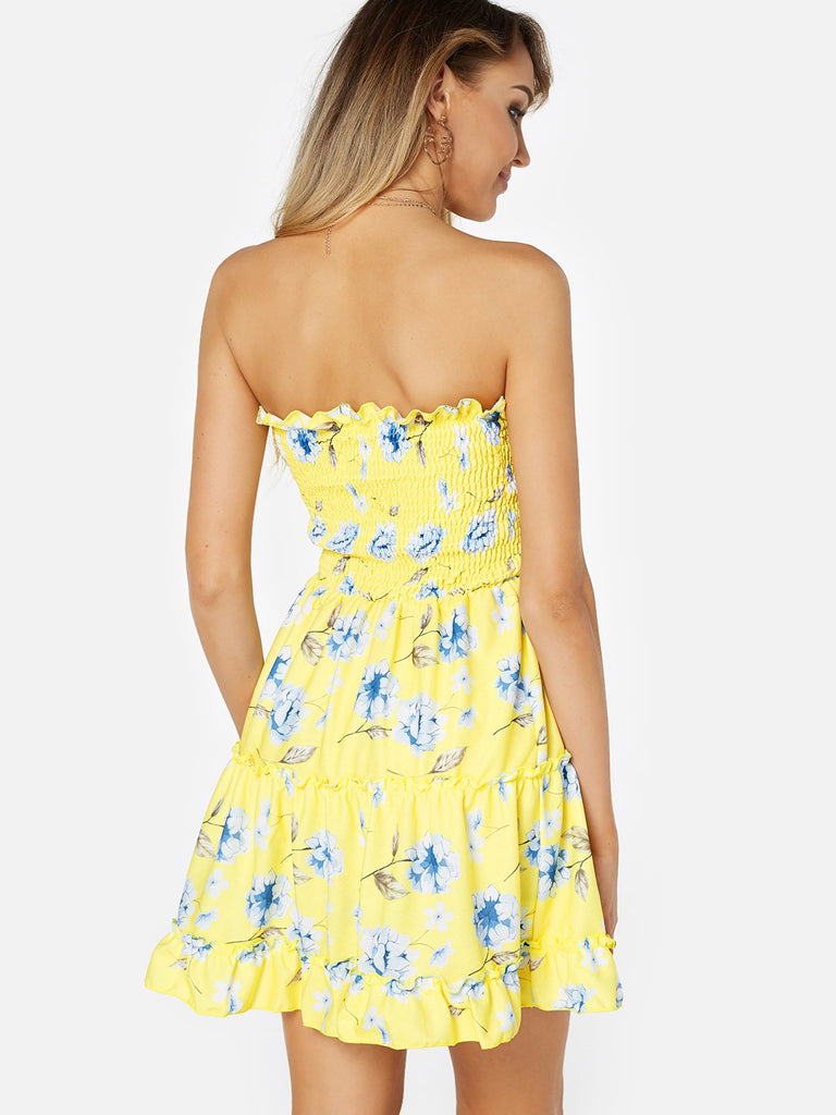 Womens Yellow Off The Shoulder Dresses