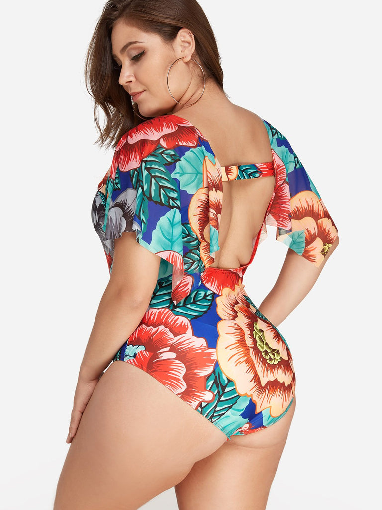 Womens Floral Plus Size Swimwear