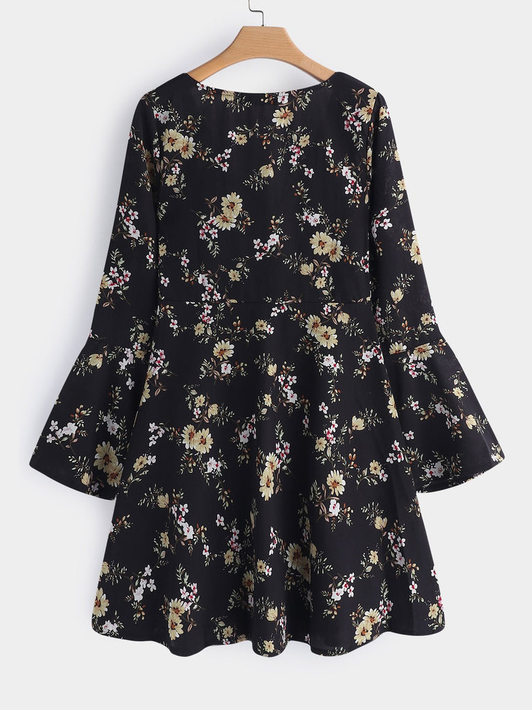 Womens Black Floral Dresses